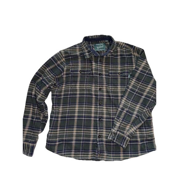 Woolrich Men’s Plaid Outdoors Woodsy 100% Cotton Green Navy Sz XXL - Picture 1 of 9